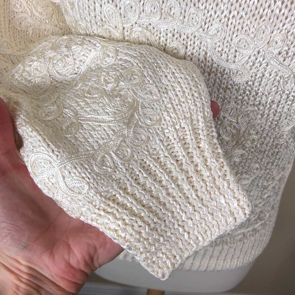 VTG 80s Nannell sweater ivory shldr pads  Sz S - Picture 5 of 8